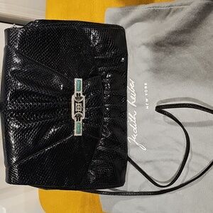 Judith Leiber Vintage Black Lizard & Deco Jeweled Evening Bag W/Dustbag EUC